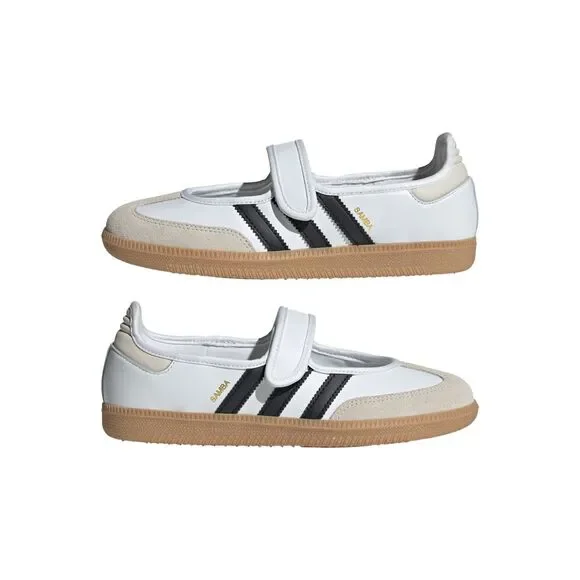 Adidas Women's White Black Gum Samba Jane Leather Sneaker Shoes Size 9 NWOT - Picture 3 of 9